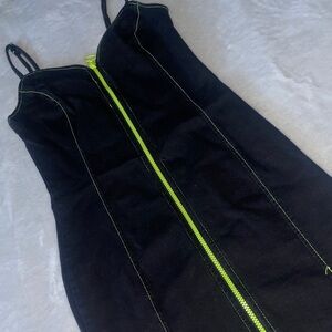 Fashion Nova Black Dress with Neon Green Accents